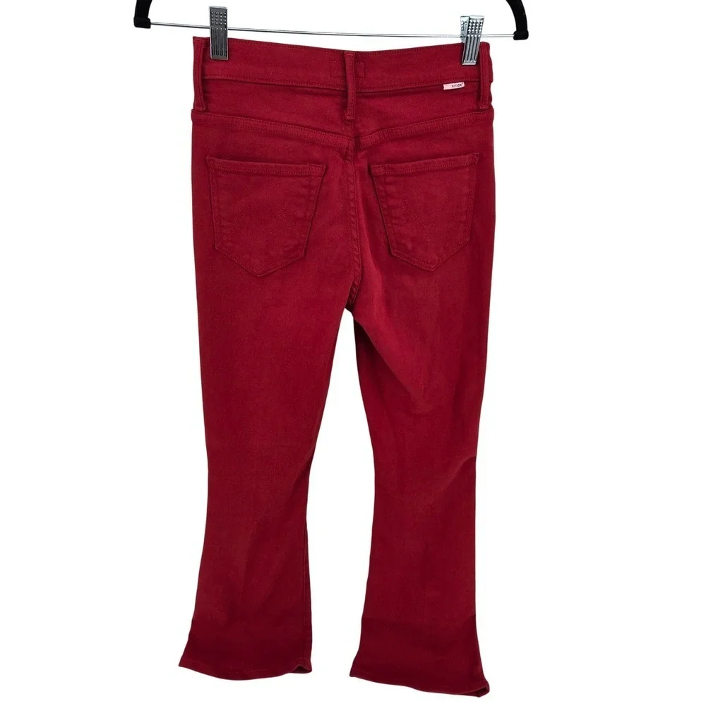 Mother High Waisted Weekender Skimp Second Chance Flare Jeans Haute Red Women 24